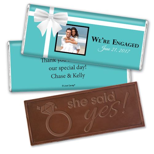 Engagement Party Personalized Embossed Chocolate Bar Tiffany Style Present