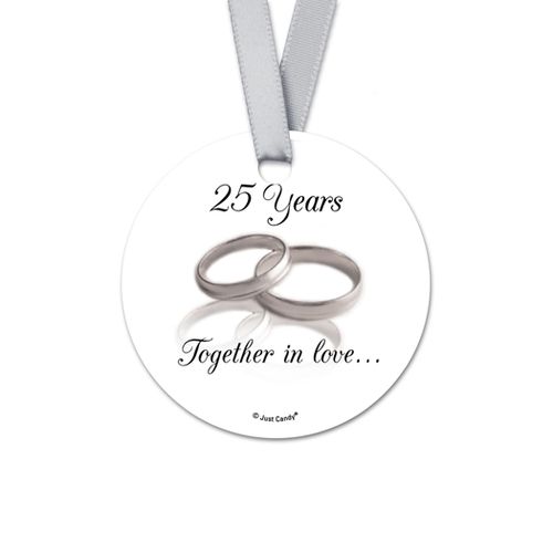 Personalized Gilded Rings Anniversary Round Favor Gift Tags (20 Pack)