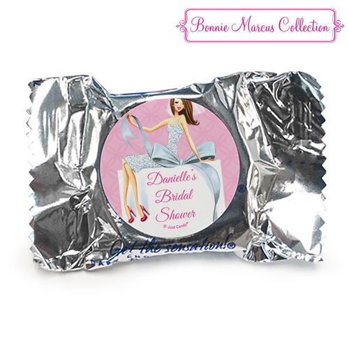 Personalized York Peppermint Patties - Bonnie Marcus Wedding Beautiful Bride with Bow Brunette