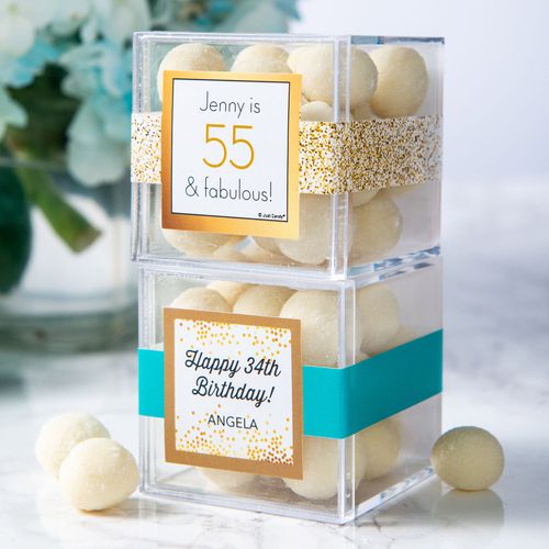 Personalized Birthday JUST CANDY® favor cube with Premium Sugar Cookie Bites