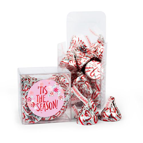 Christmas 'Tis the Season Peppermint Hershey's Kisses Clear Box
