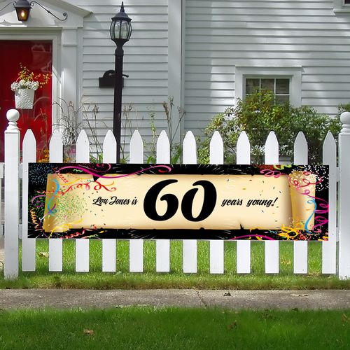 Personalized Confetti 60th Birthday 5 Ft. Banner