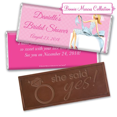 Personalized Bonnie Marcus Embossed Chocolate Bar & Wrapper - Bridal Shower Blonde Bride