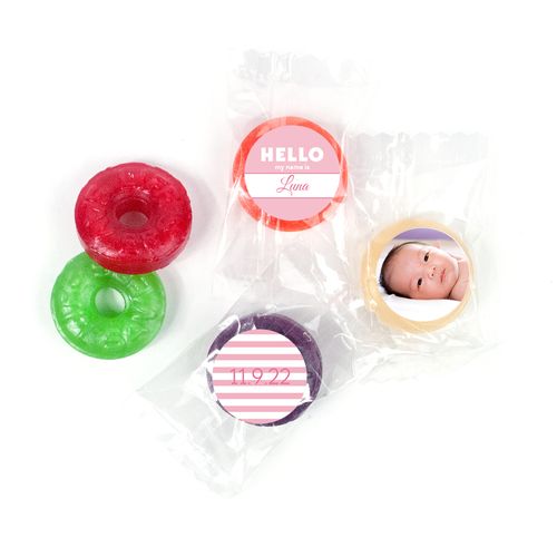 Bonnie Marcus Personalized LifeSavers 5 Flavor Hard Candy Name Tag Girl Birth Announcement (300 Pack)