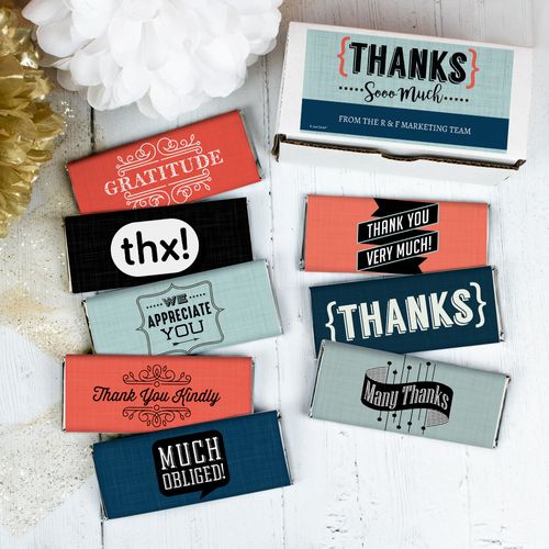 Personalized Thank You Sooo Much - Belgian Chocolate Bars Gift Box - 8 Pack
