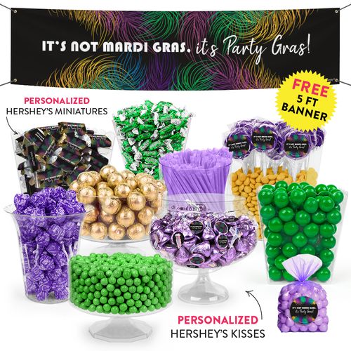 Personalized Mardi Gras Party Feathers Deluxe Candy Buffet