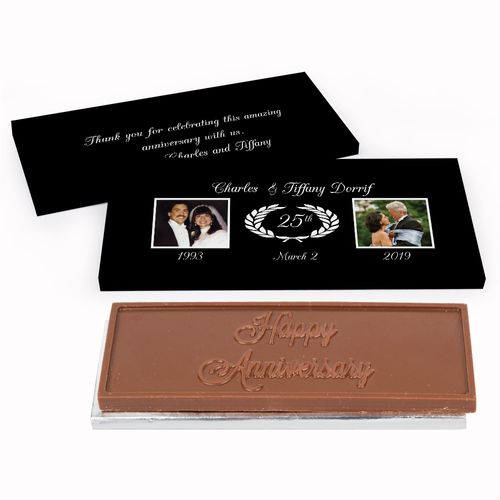 Deluxe Personalized Then & Now Photo Anniversary Chocolate Bar in Gift Box