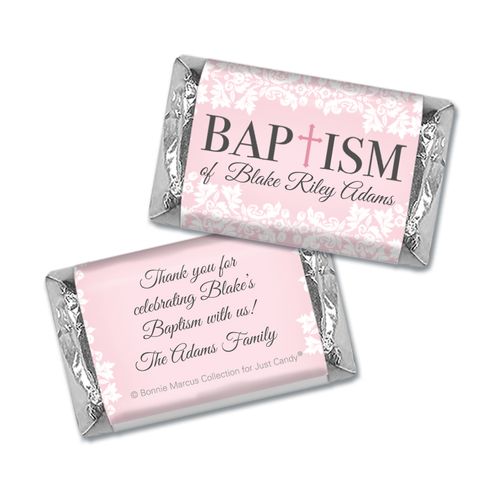 Personalized Bonnie Marcus Floral Filigree Baptism Hershey's Miniatures