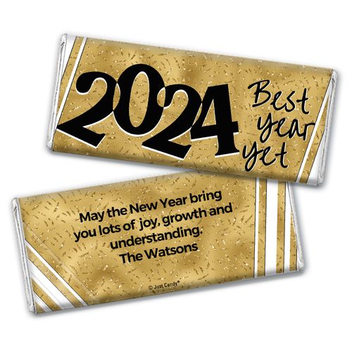 Personalized Chocolate Bar & Wrapper - New Year's Eve Gold