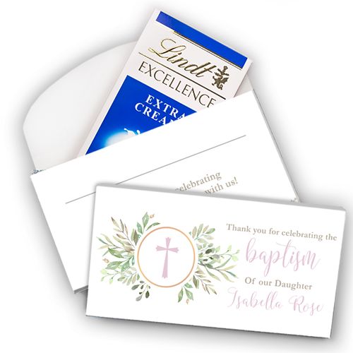 Deluxe Personalized Greenery Baptism Lindt Chocolate Bars (3.5oz)