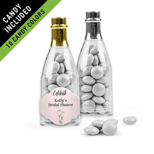 Personalized Bridal Shower Favor Assembled Champagne Bottle Filled with Just Candy Milk Chocolate Minis