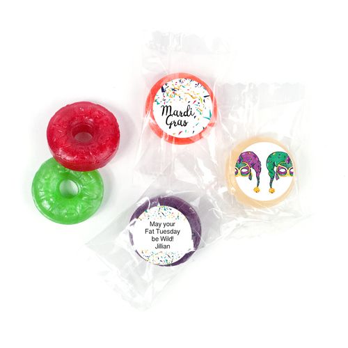 Personalized Life Savers 5 Flavor Hard Candy - Mardi Gras Jammin' Jester Hats