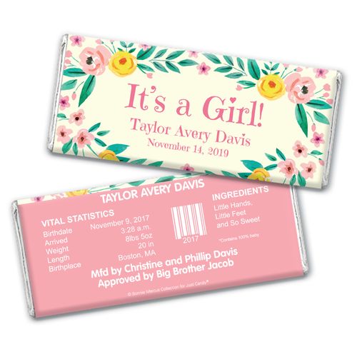 Bonnie Marcus Collection Personalized Wrapper It's a Girl Flowers Birth Announcement