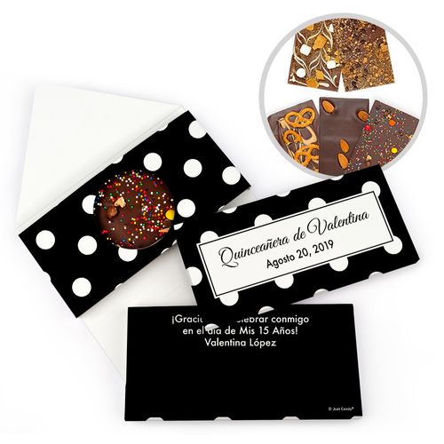 Personalized Lunares Quinceanera Gourmet Infused Belgian Chocolate Bars (3.5oz)