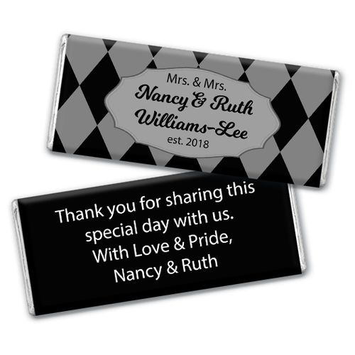 Personalized Chocolate Bar & Wrapper - Lesbian Wedding Mrs. & Mrs. Regal