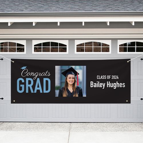 Personalized Graduation Garage Banner - Congrats Grad Photo