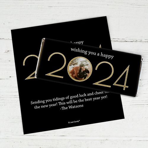Personalized Chocolate Bar Wrappers Only - New Year's Eve Glitter Photo
