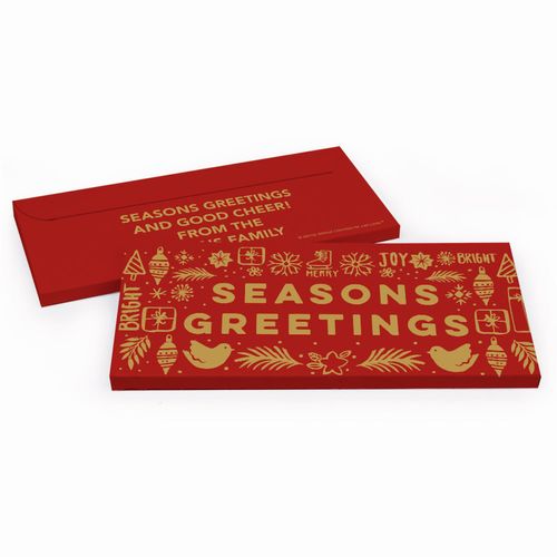 Deluxe Personalized Seasons Greetings Christmas Candy Bar Favor Box
