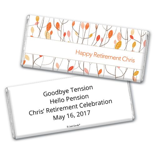Retirement Personalized Chocolate Bar Watercolor Leaves