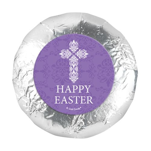 Personalized Easter Purple Cross 1.25" Stickers (48 Stickers)