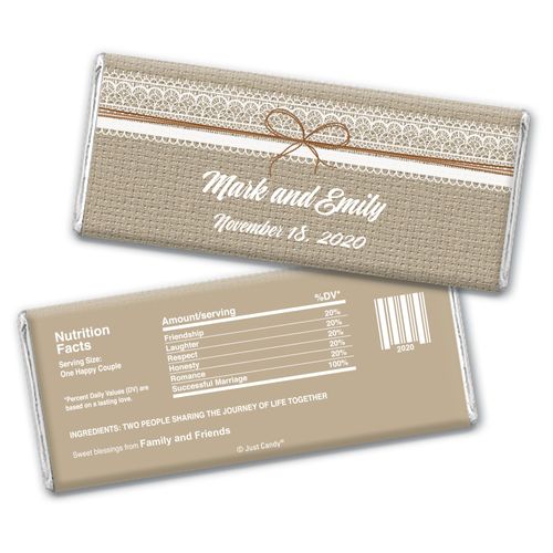 Burlap & Lace Personalized Candy Bar - Wrapper Only