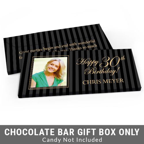 Deluxe Personalized Photo 30th Birthday Candy Bar Favor Box