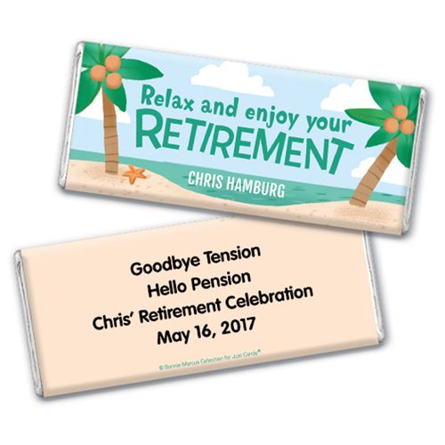 Personalized Bonnie Marcus Collection Retirement Beach Chocolate Bar Wrapper Only