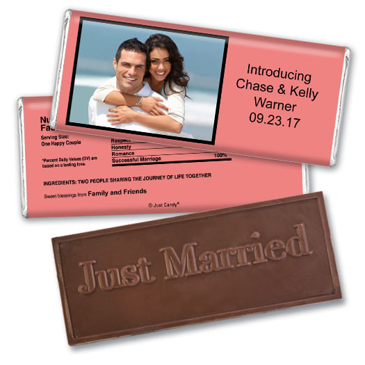 Wedding Favor Personalized Embossed Chocolate Bar Photo & Message