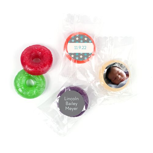 Bonnie Marcus Personalized LifeSavers 5 Flavor Hard Candy Star Boy Birth Announcement (300 Pack)