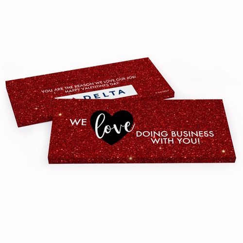 Deluxe Personalized Corporate Dazzle Valentine's Day Candy Bar Favor Box