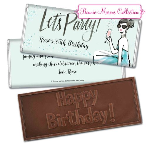 Bonnie Marcus Collection Personalized Embossed Chocolate Bar Birthday Wrappers Sunny Soiree Birthday Favors