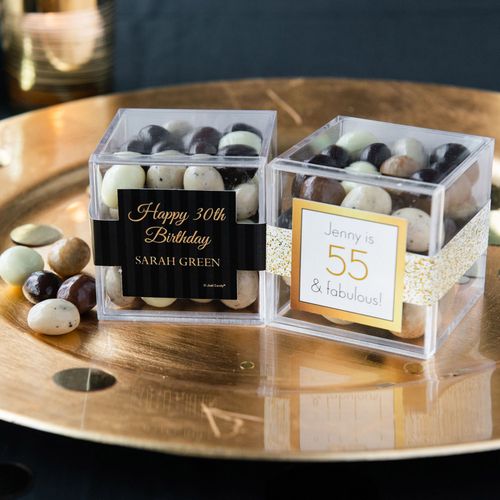 Personalized Milestone 30th Birthday JUST CANDY® favor cube with Premium New York Espresso Beans