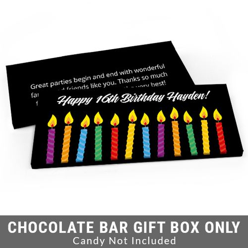 Deluxe Personalized Lit Candles Adult Birthday Candy Bar Favor Box
