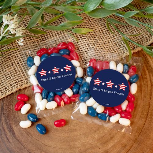 Personalized Patriotic Stars and Stripes Candy Bags with Jelly Belly Jelly Beans