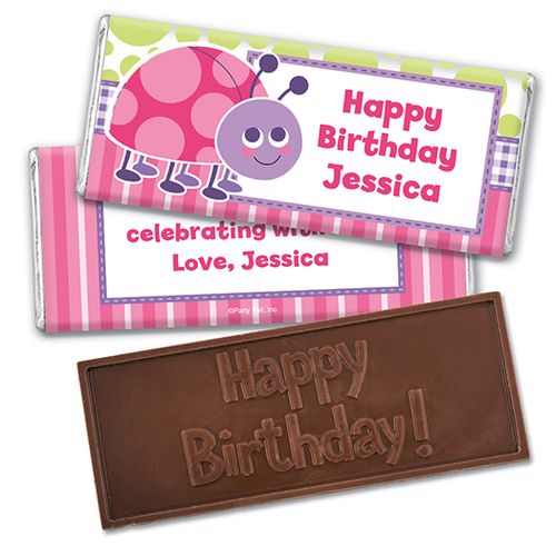 Personalized Birthday Colorful Lady Bug Embossed Happy Birthday Chocolate Bar