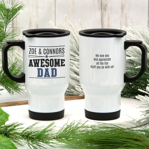 Personalized Stainless Steel Travel Mug Gifts for Dads (14oz) - Awesome Dad