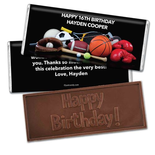 Birthday Personalized Embossed Chocolate Bar Sports