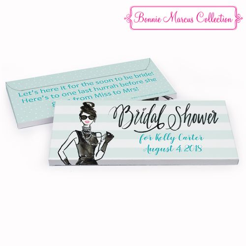 Deluxe Personalized Showered in Vogue Bridal Shower Chocolate Bar in Gift Box
