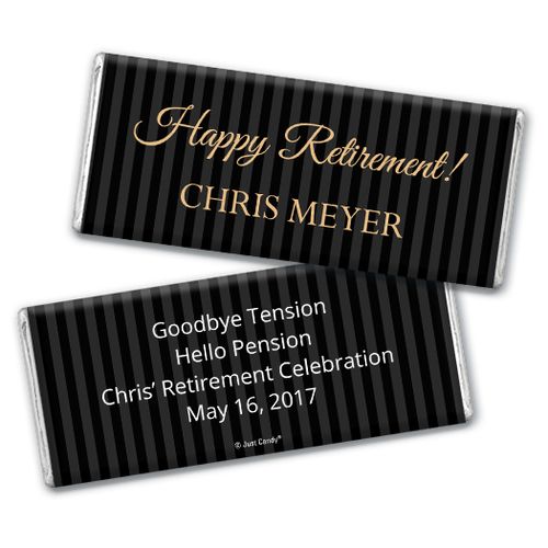 Retirement Personalized Chocolate Bar Gold and Pinstripe Formal