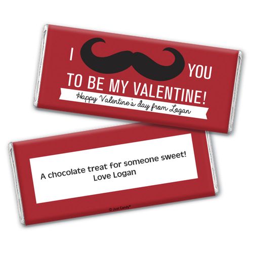 Personalized Valentine's Day Mustache Valentine Hershey's Chocolate Bar & Wrapper