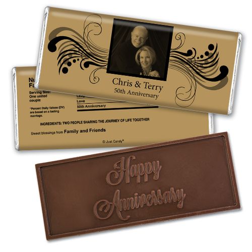 Anniversary Party Favors Personalized Embossed Chocolate Bar Chocolate & Wrapper Forever Yours Anniversary Favors