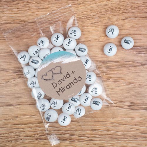 Personalized Wedding Candy Bag with JC Chocolate Minis - Hearts in the Sand