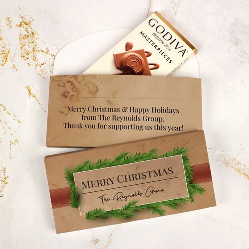 Deluxe Personalized Brown Paper Packages Christmas Godiva Chocolate Bar in Gift Box
