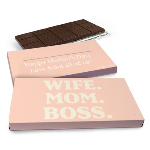 Deluxe Personalized Wife Mom Boss Mother's Day Chocolate Bar in Gift Box (3oz Bar)