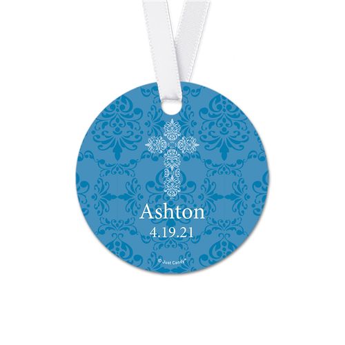 Personalized Elegant Cross Communion Round Favor Gift Tags (20 Pack)