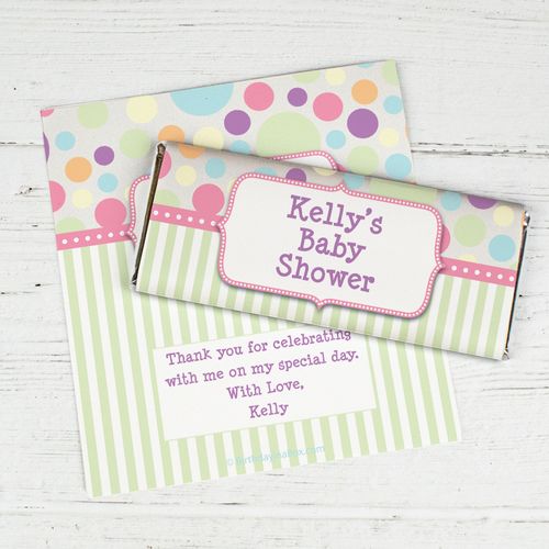 Baby Shower Pink Stripe Personalized Hershey's Chocolate Bar Wrapper