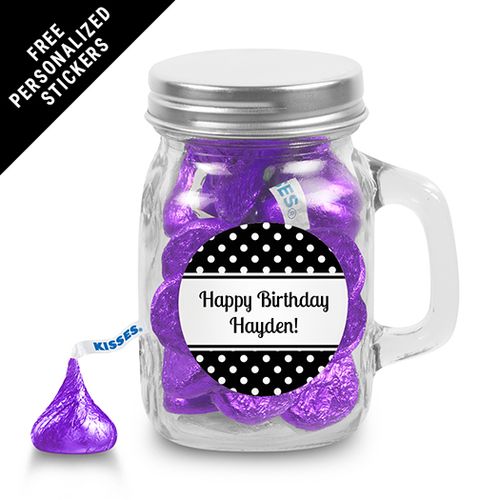 Birthday Personalized Mini Mason Mug Polka Dot (12 Pack)