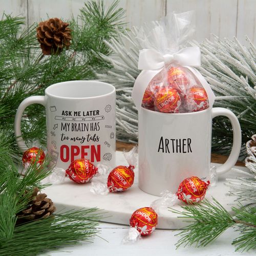 Personalized Too Many Tabs Open 11oz Mug with Lindt Truffles