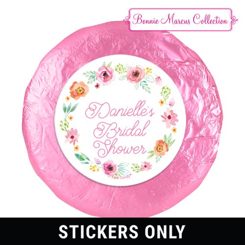 Personalized 1.25" Stickers - Bonnie Marcus Wedding Water Color White Blossoms (48 Stickers)