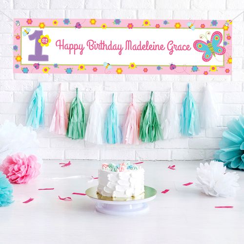 Personalized Sweet First Birthday Girl 5 Ft. Banner
